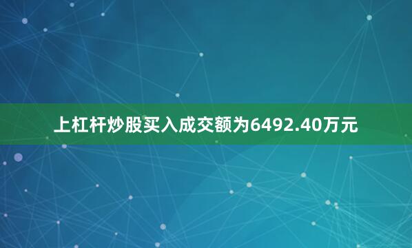 上杠杆炒股买入成交额为6492.40万元